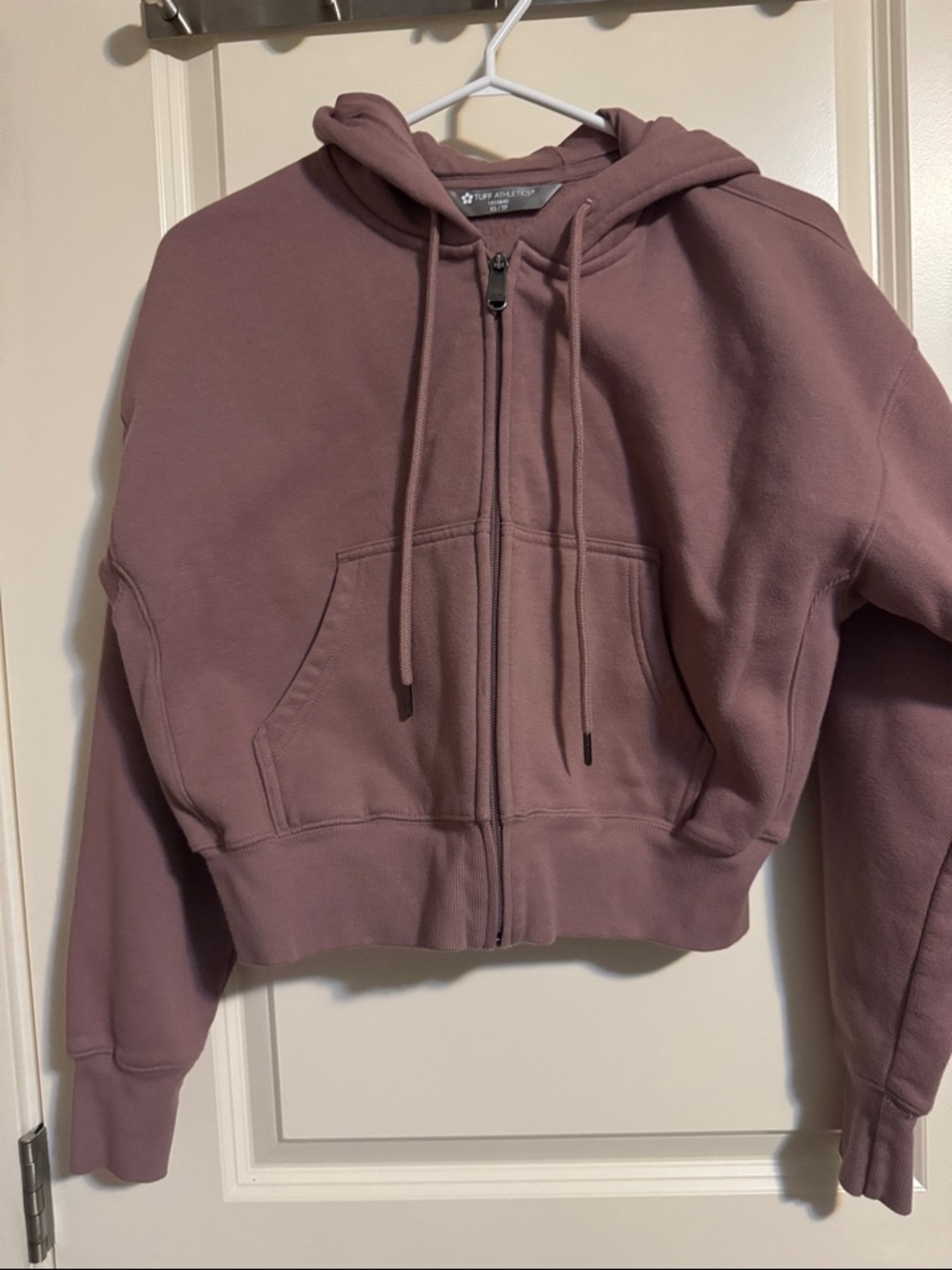 Tuff Athletics Dusty Mauve Cropped Zip Hoodie